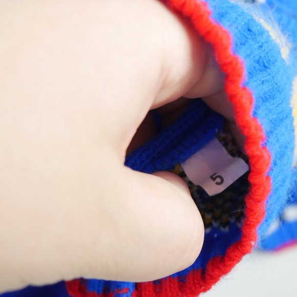 Vintage Hot Cashews Blue Red Dalmatian Playing Soccer Knit Crewneck Sweater 5 - Picture 6 of 8